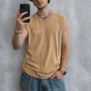 Y2K Phat Farm Orange Sleeveless Sweatshirt Tank Top Size Medium